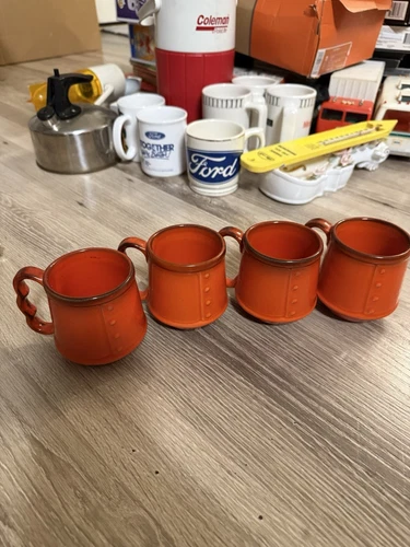 Red Rooster Metlox Poppytrail Cup 8oz Mug Vtg 60s Ceramic Lot Of 4