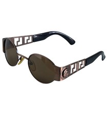 Vintage Gianni Versace S38 07M Sunglasses Medusa Greek Key Bronze Brown Italy