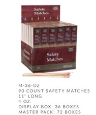 90 Count Long Safety Matches 11 Individual Box Fireplace Grill