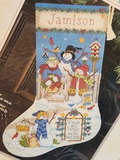 Dimensions Stamped Cross Stitch Kit Snowman Stocking 8741 Christmas 16" NOS