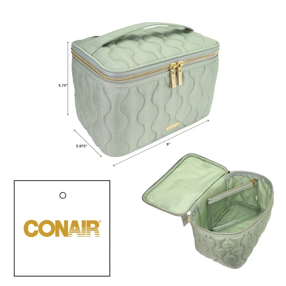 Sage Green Train Case Set, 2-Piece Travel Organizer with Clear Pouch - thumbnail 2