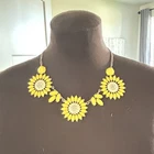 Vintage Sunflower Costume Jewelry Necklace w/Claw Clasp