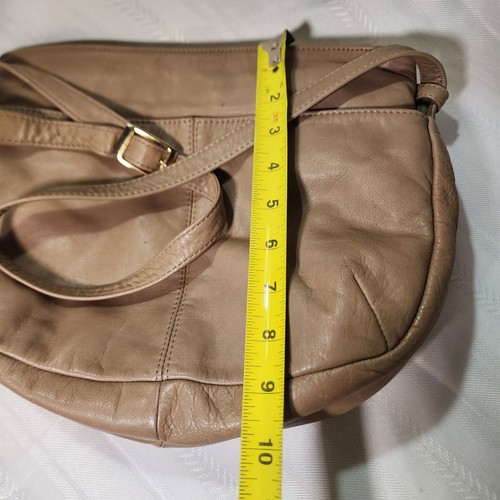 Brio Soft Leather Shoulder Bag Beige Taupe Tan Handbag Purse Hobo Vintage - Picture 14 of 18