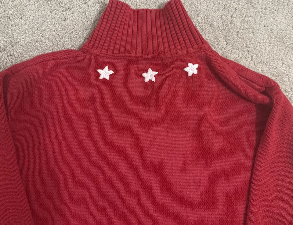 The Quacker Factory 1X American Flag Patriotic Heart Sweater Pullover USA Red - Image 4 of 4