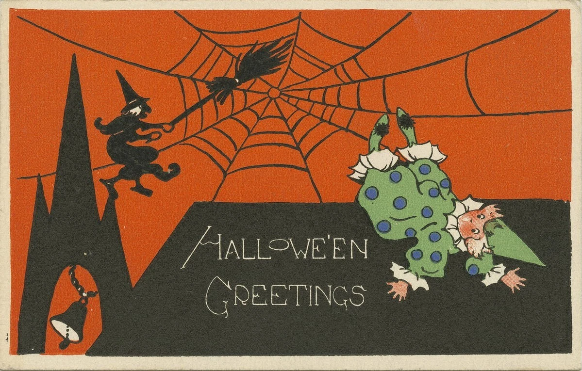 1928 Halloween Greetings Art Poster