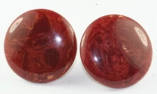 VTG LARGE SWIRLED RASPBERRY OR CHILI CREAM BAKELITE EARRINGS SIMICHROME TESTED