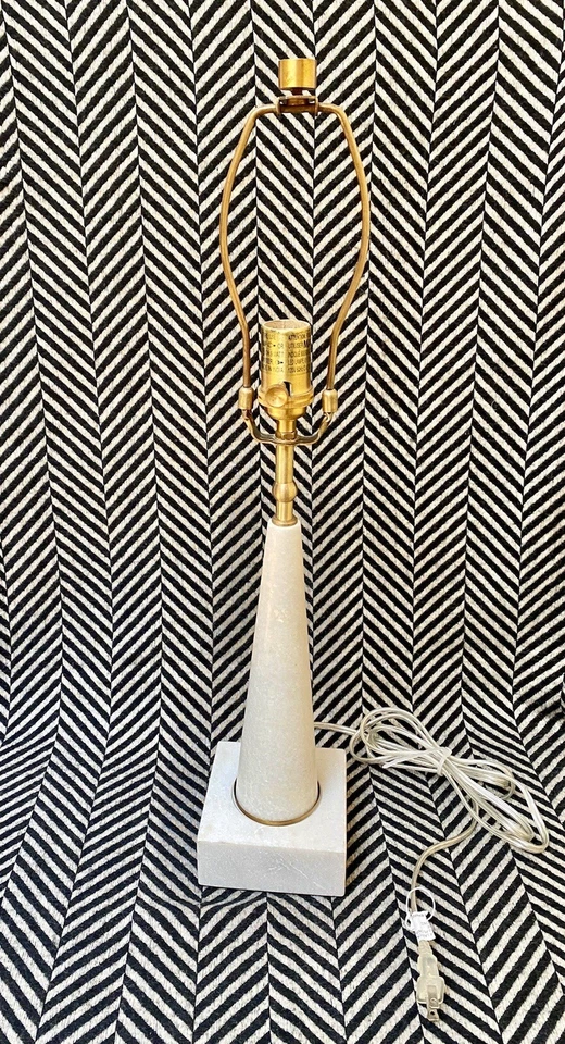 Lámpara de mesa Pottery Barn blanco mármol latón alabastro descontinuada Foto 2 de 4