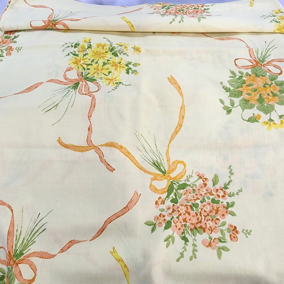 De Colección Wamsutta Doble 2 Hojas Planas 2 Estuches Superlin Flor Amarillo Floral Muselina Foto 4 de 4