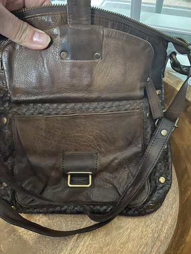 NUEVO Bolso Bandolera Estalon Cuero Tejido Marrón Envejecido - Imagen 5 de 10