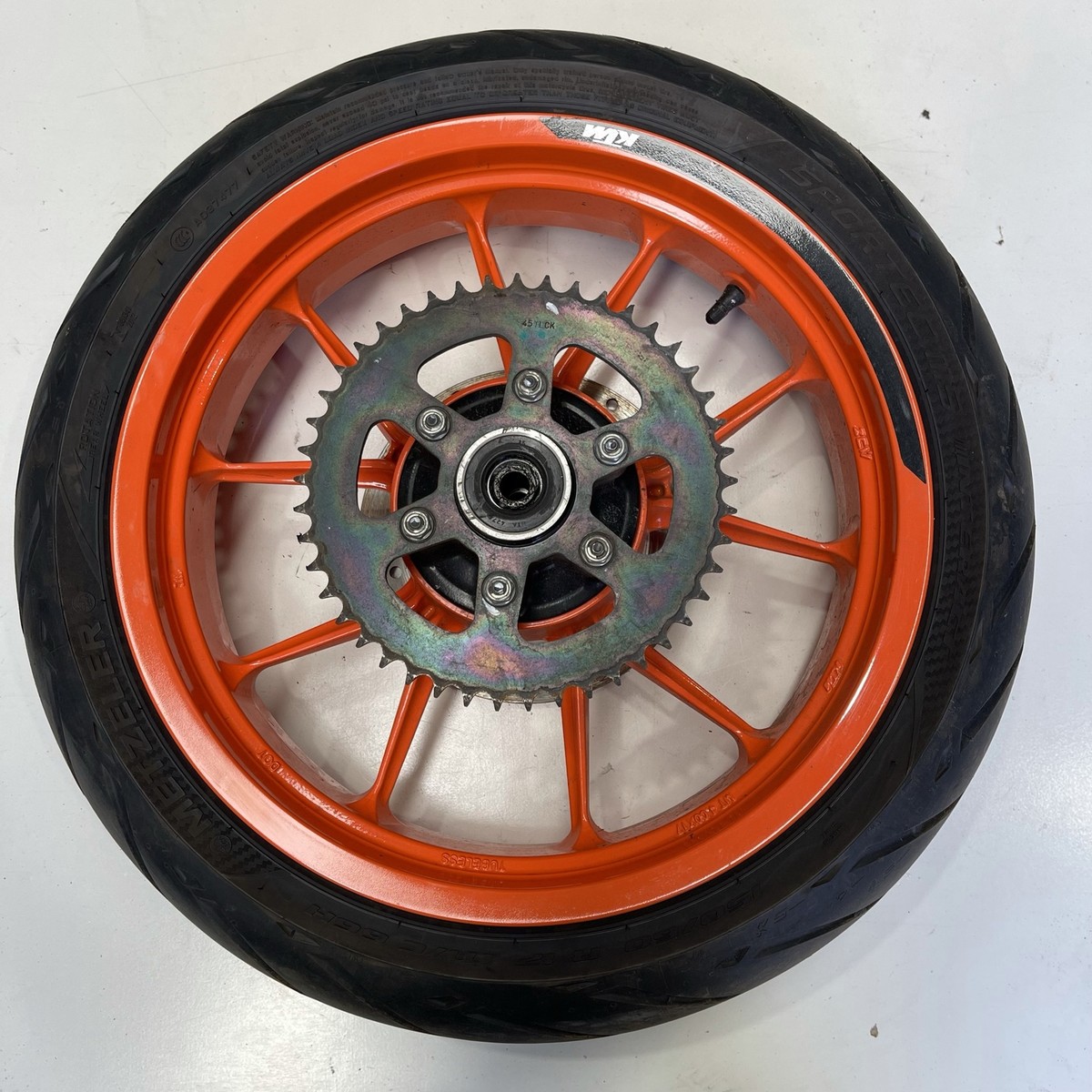 KTM Duke 390 2017 Rear wheel rim tyre disc sprocket straight 