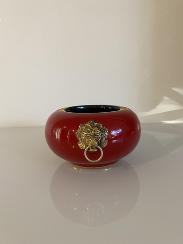 Vintage Italian Ashtray - China Red Foo Dog Handles Hollywood Regency James Mont - Picture 6 of 10