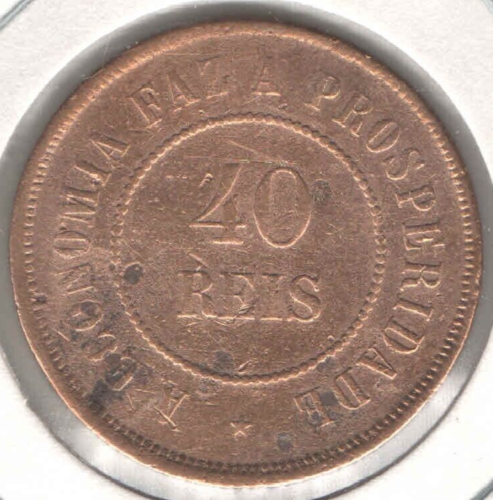 Brazil Coin 40 Réis 1900 Bronze EB561