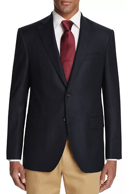Private Label Mens Super 130's Wool Two Buttons Sport Coat 40 Long Navy NWT $495