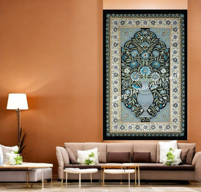 24''x30'' Antique Wall Hanging Silk Handmade Embroidery Zardozi Jewel Carpet Decor