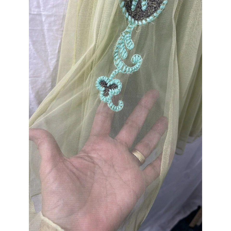 Falda Nic & Zoe para mujer talla 8 verde bordada línea A floral cremallera junto al mar caprichosa Foto 3 de 4