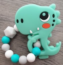 Dinosaur Silicon Teether- Green- Baby Boy/ Baby Girl- Sensory- Handmade- Gift!