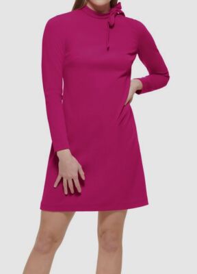 calvin klein women's long sleeve dress with tie neck detail Tie Neck Long Sleeve Shift Dress