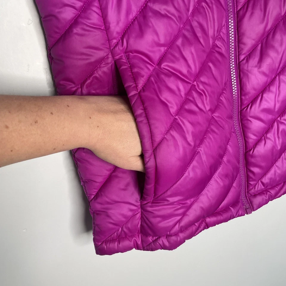 Columbia Niñas Grande 14 16 Puffer Chaleco Chaqueta Rosa Magenta Cremallera Frontal Foto 3 de 4