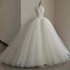 Princess Ball Wedding Dresses Sweetheart Beaded Lace Applique Tulle Bridal Gowns