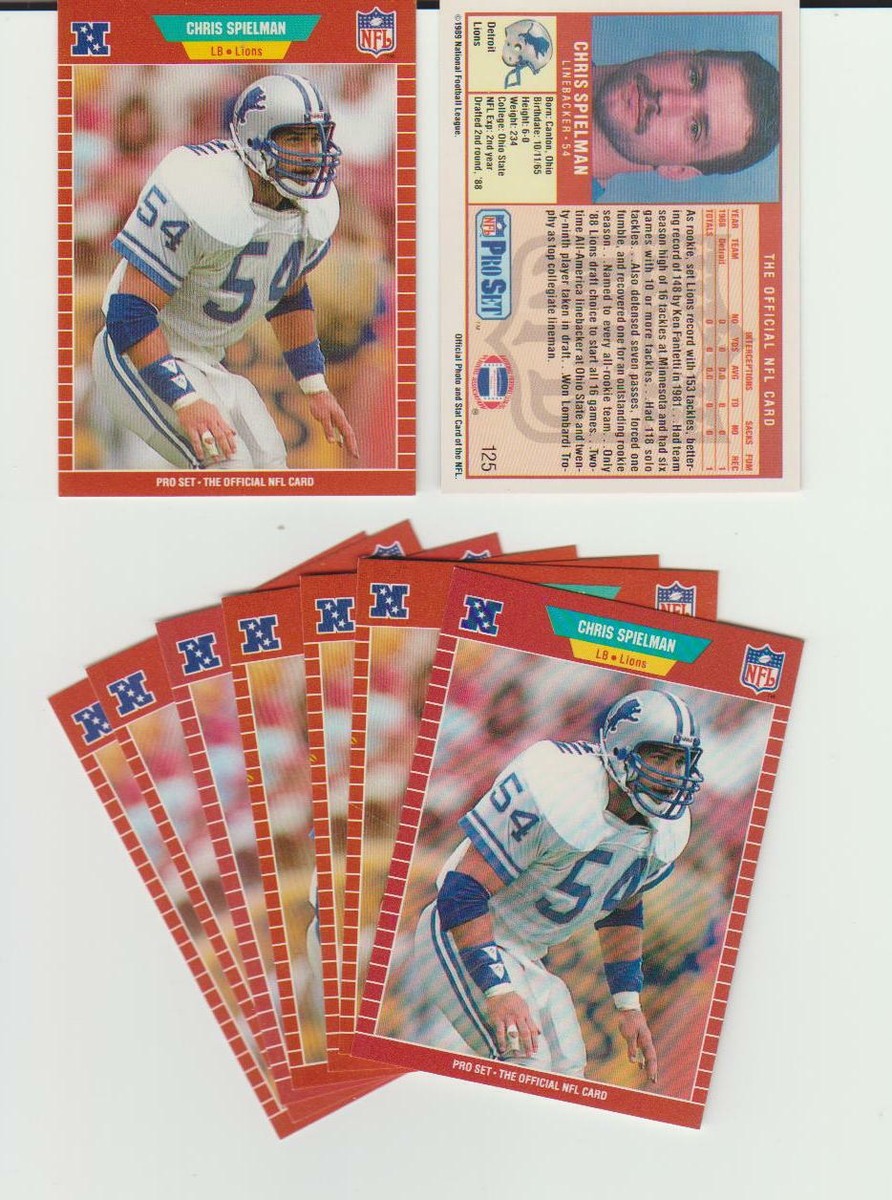 Chris Spielman RC rookie card, 1989 Pro Set #125, Detroit Lions