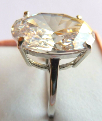 Bague En Cristal De Roche - Argent Massif 925 - Taille Réglable 52-59 - Pierre 14x10x8 Mm - Fabriquée En France