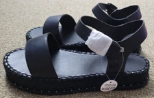 Truffle Collection Black Ankle Strap Platform Espadrille Sandals US 8 UK 6 EU 39