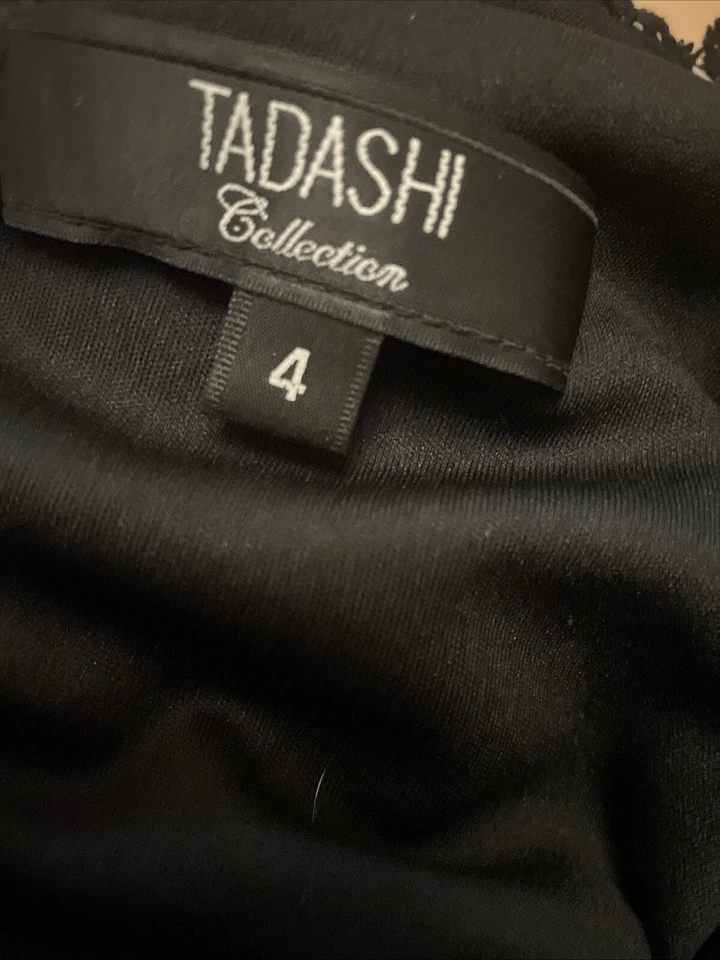 COLECCIÓN TADASHI 2 Piezas Top y Falda Midi en Niveles Vestido Talla 4/6 Negro Beige Z29 Foto 3 de 4