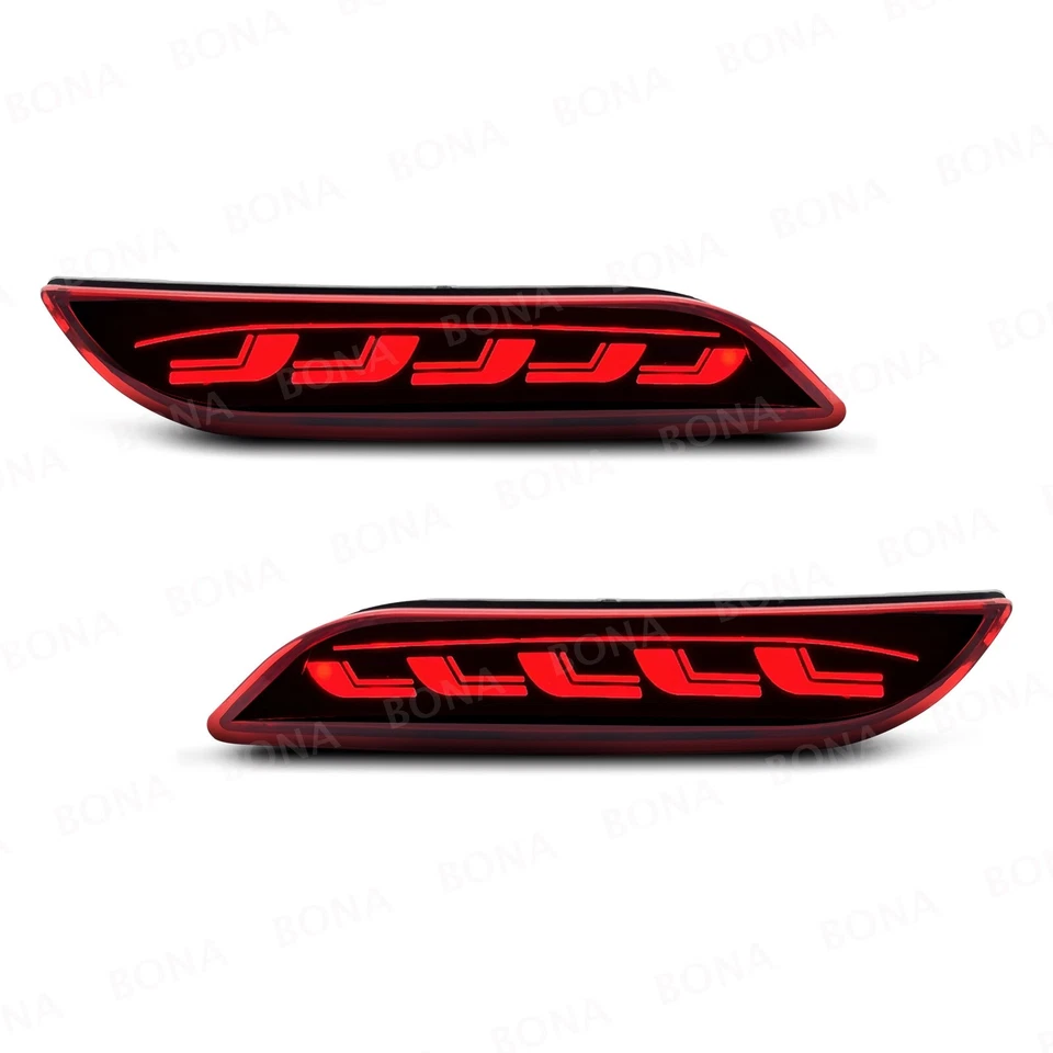 Sequential Red Rear Reflector LED Tail Brake Turn Lights For 18-23 Toyota Camry - Imagem 4 de 4