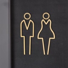 Brass Creative Logo Men's and Women's Toilet Doorplate Washroom  Sign Wc Plate