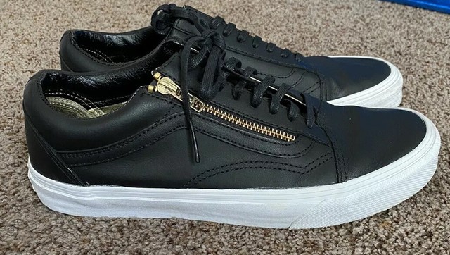 vans old skool zip leather black