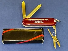 3 tool small red pocket Knife With Box promo Chicago Il new nos 2 1/4"