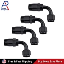 4Pcs 90° 90Degree Swivel Hose Line End Fitting Adaptor Fuel Oil AN10 10AN Black