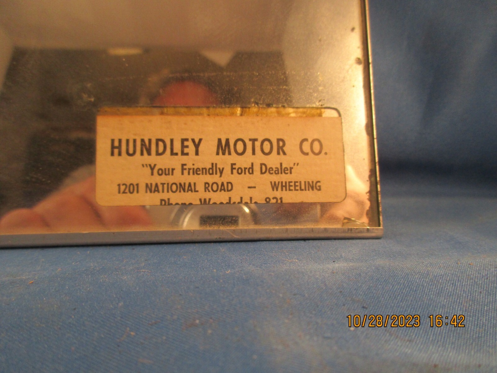 Vintage 1950's Ford Dealership Visor Mirror Wheeling made in Newton