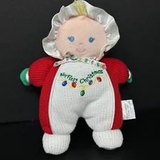 Soft Dreams My First Christmas Baby Doll Plush Red Thermal Waffle Weave Rattle 