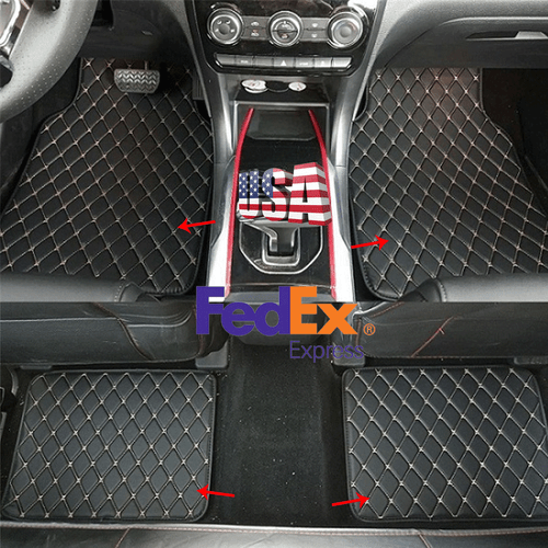 4pcs 5sits Car Floor Mat PU Leather Waterproof Foot Pad Carpet Black+Beige Line 631769324801 eBay