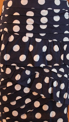 LEIFSDOTTIR Navy Blue White Polka Dot Coming & Going Tiered Skirt Anthropologie - Picture 2 of 5