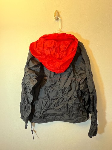 Adult Rain Suit Size XL black red jacket pants nylon packs folds zip hood light - Picture 11 of 12