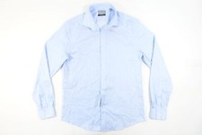 MICHAEL KORS LIGHT BLUE LARGE 34/35 SLIM COMFORT BUTTON FRONT SHIRT MENS DEFECT