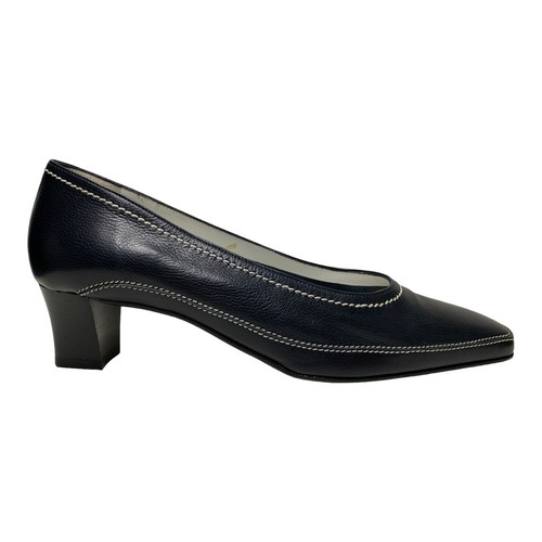 SCARPE DECOLTE SANDALI TACCO DONNA FRANCA 1852 F37 PELLE BLU ORIGINALE AI - Picture 2 of 6