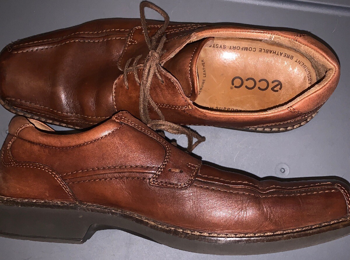 Ecco Mens London Oxford Dress Shoe EU 47 US 13-13.5 Brown Leather EUC Men Ecco Brown Leather Square Toe Leather Dress Oxfords  main image 2