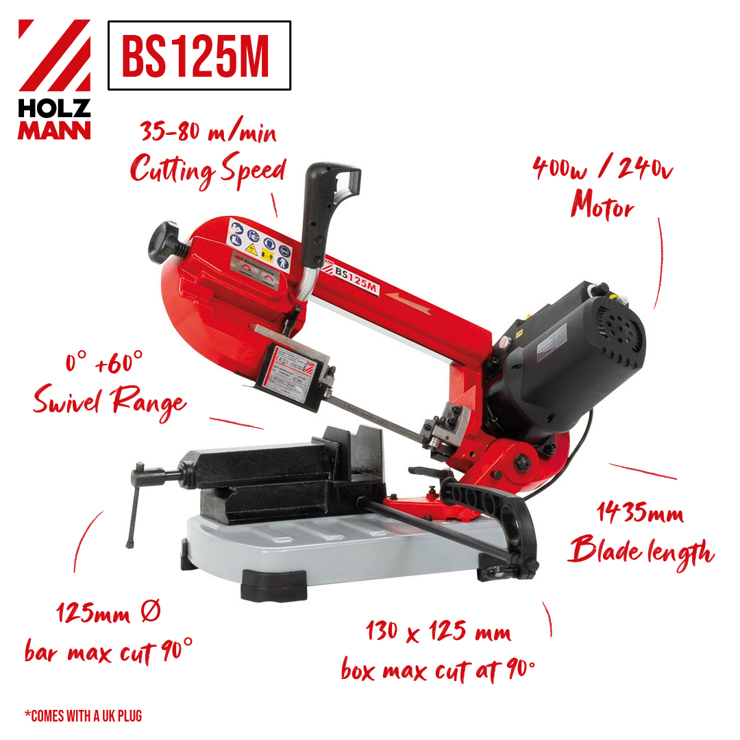 HOLZMANN BS125M Metal Band Saw 125mm 230V Portable Mitre Saw