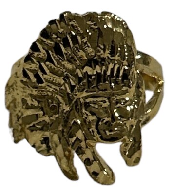 22K Gelbgold Lagenlook Indianer Häuptling Ring Herren Gr. 8 Vintage Neu 5,8 g