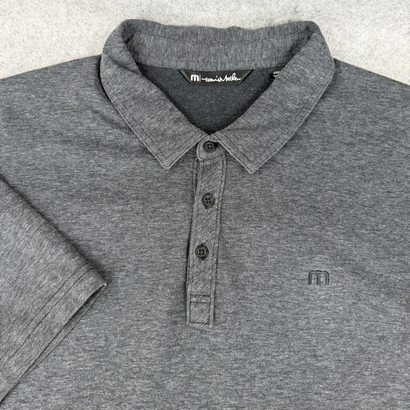 Travis Mathew Polo Shirt Men's 3XL XXXL Heathered Gray Golf Performance 1MM211