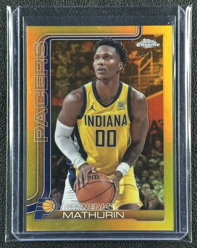BENNEDICT MATHURIN 2025-26 TOPPS CHROME #93 TRUE GOLD REFRACTOR 46/50 PACERS