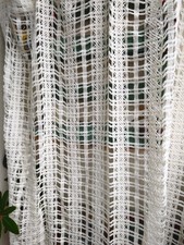 Pair of Vintage Swedish Mesh Curtain White 70s