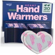 Heart Shape Hand Warmers - Up to 12 Hours of Heat, Super 30 Pairs = 60 Warmers