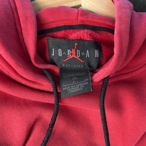 Air Jordan Hoodie Mens Small Embroidered Jordan 1 Shoes Logo Red Pullover Baggy - Picture 4 of 8