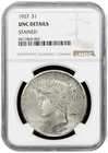 1927 $1 Peace Silver Dollar - NGC UNC details/Stained - Very PQ/high Grade