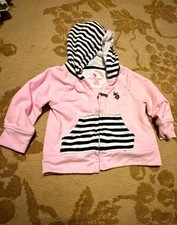 Polo Ralph Lauren Girls 2-Piece Pink Striped Zip Hoodie  Pants Set 9-12M