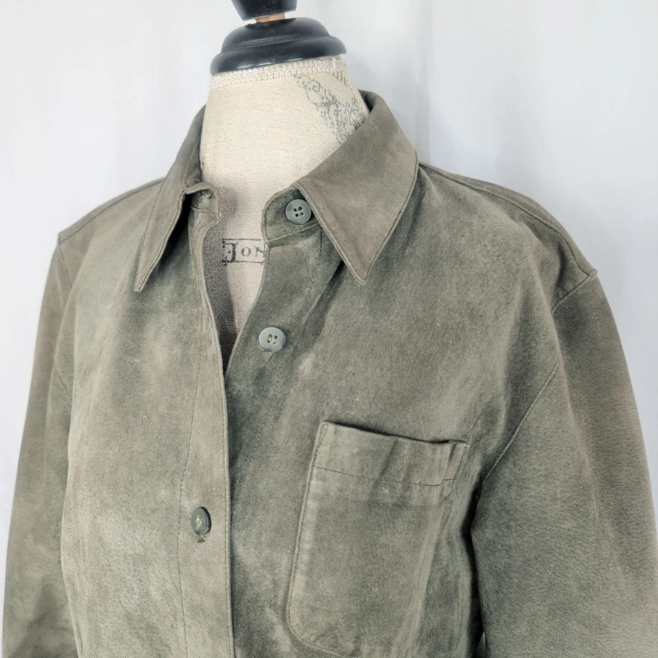 New Frontier Green Suede Jacket Medium Shacket - Image 2 of 4